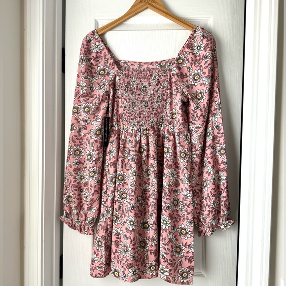 NWT Long Sleeve Mini Floral Dress Various Sizes - Picture 4 of 8